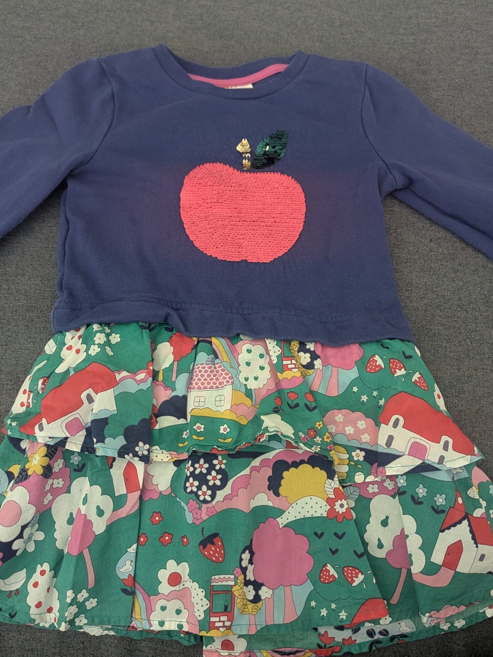 Mini Boden Sequin Apple Sweater Dress